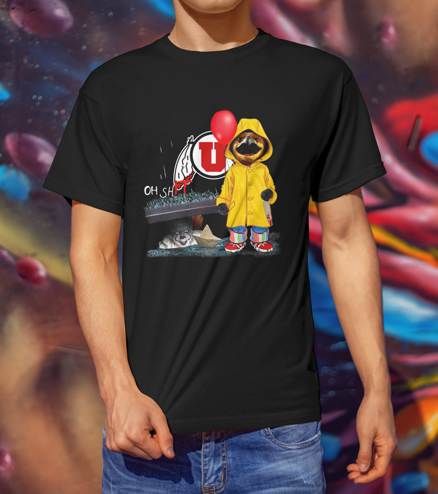 Utah Utes Oh Shh Pennywise Yellow Raincoat Red Balloon T-Shirt