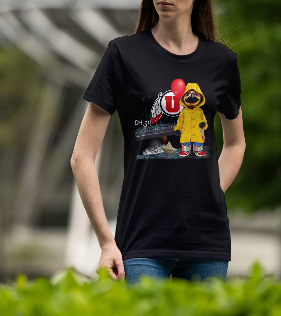 Utah Utes Oh Shh Pennywise Yellow Raincoat Red Balloon T-Shirt