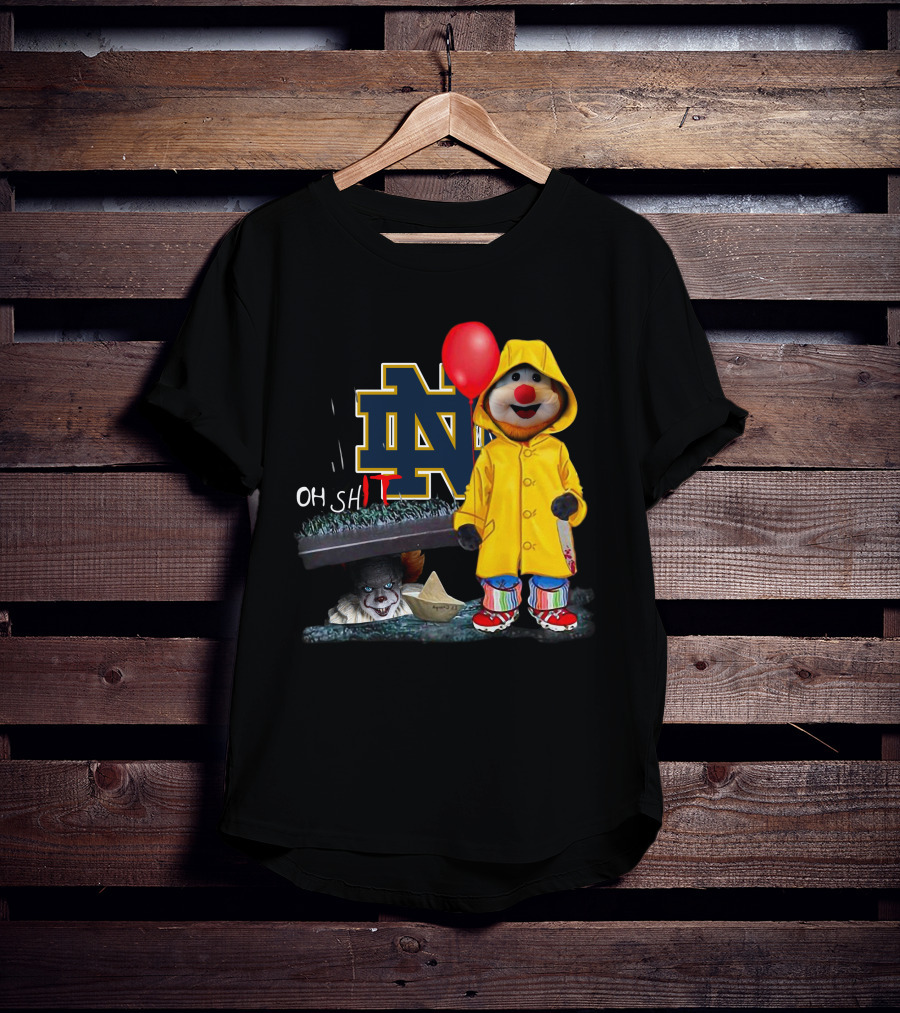 Notre Dame Fighting IrishDs Pennywise Clown Mashup Oh Shit Balloon T-Shirt