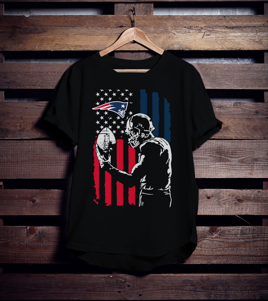 New England Patriots American Flag Football Player Nfl T-Shirt
