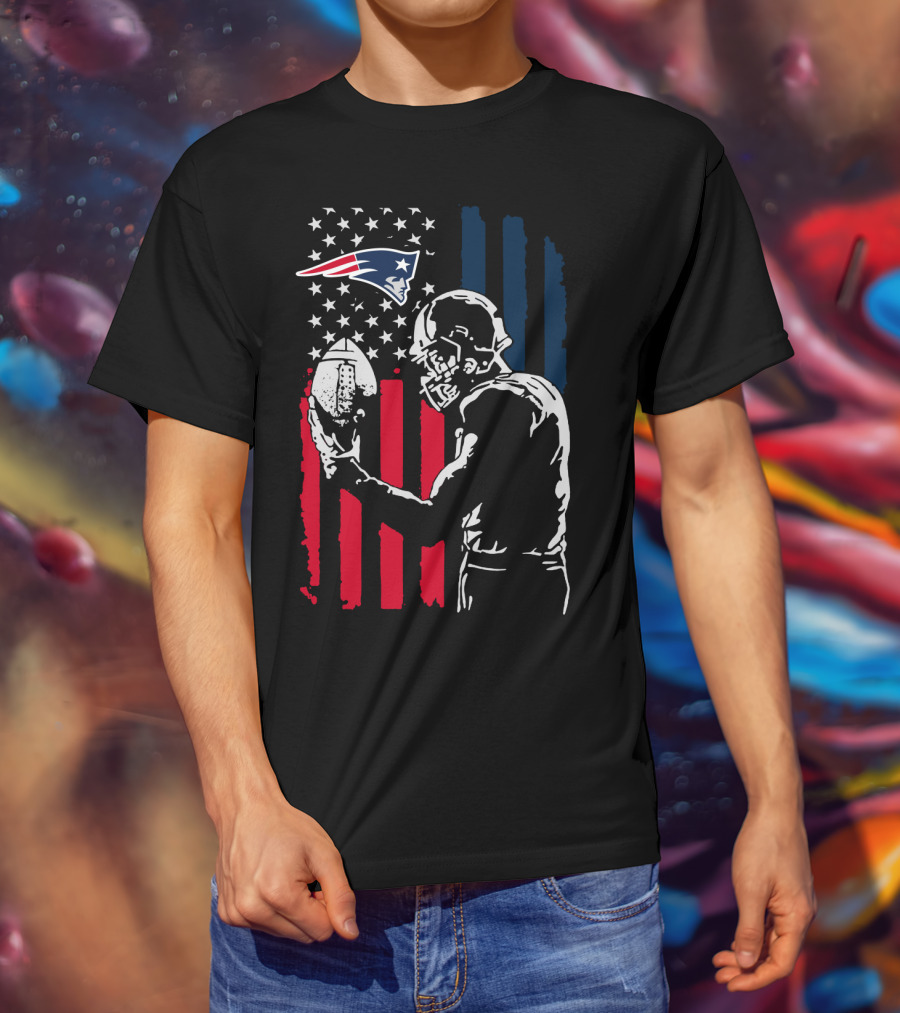 New England Patriots American Flag Football Player Nfl T-Shirt