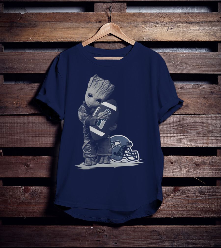 Seattle Seahawks Groot Holding Football With Helmet T-Shirt