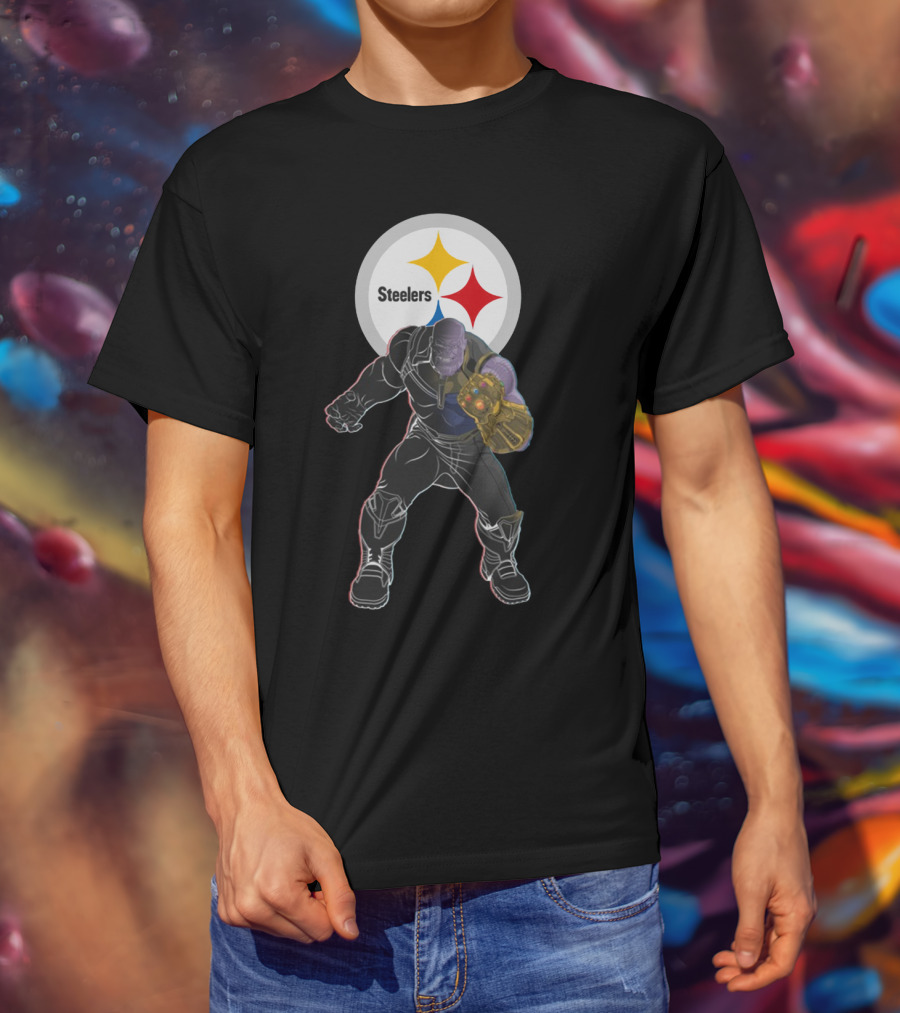 Steelers Nfl Team With Infinity Gauntlet Comic Crossover T-Shirt