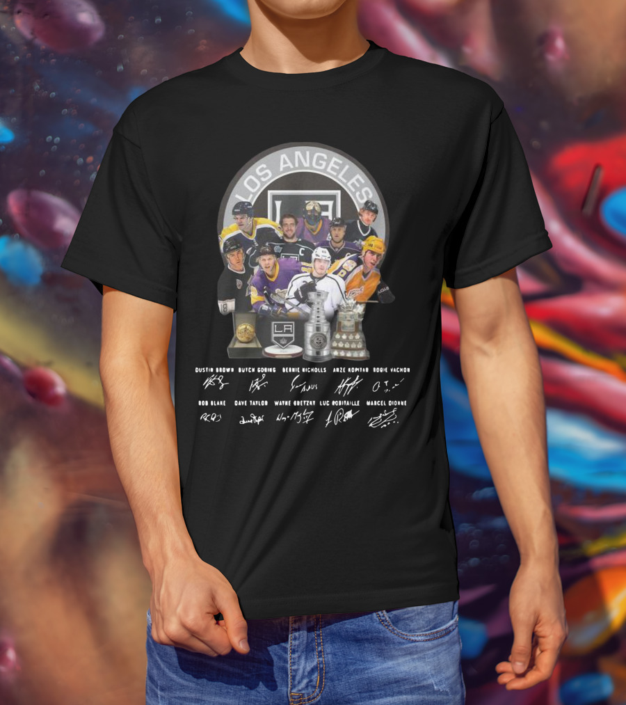Los Angeles Kings Legends With Player Signatures And Iconic Hockey T-Shirt