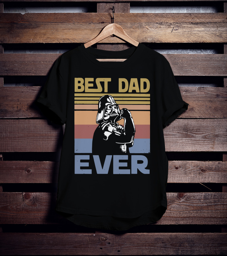 Vintage Best Dad Ever Darth Vader Retro Stripes T-Shirt