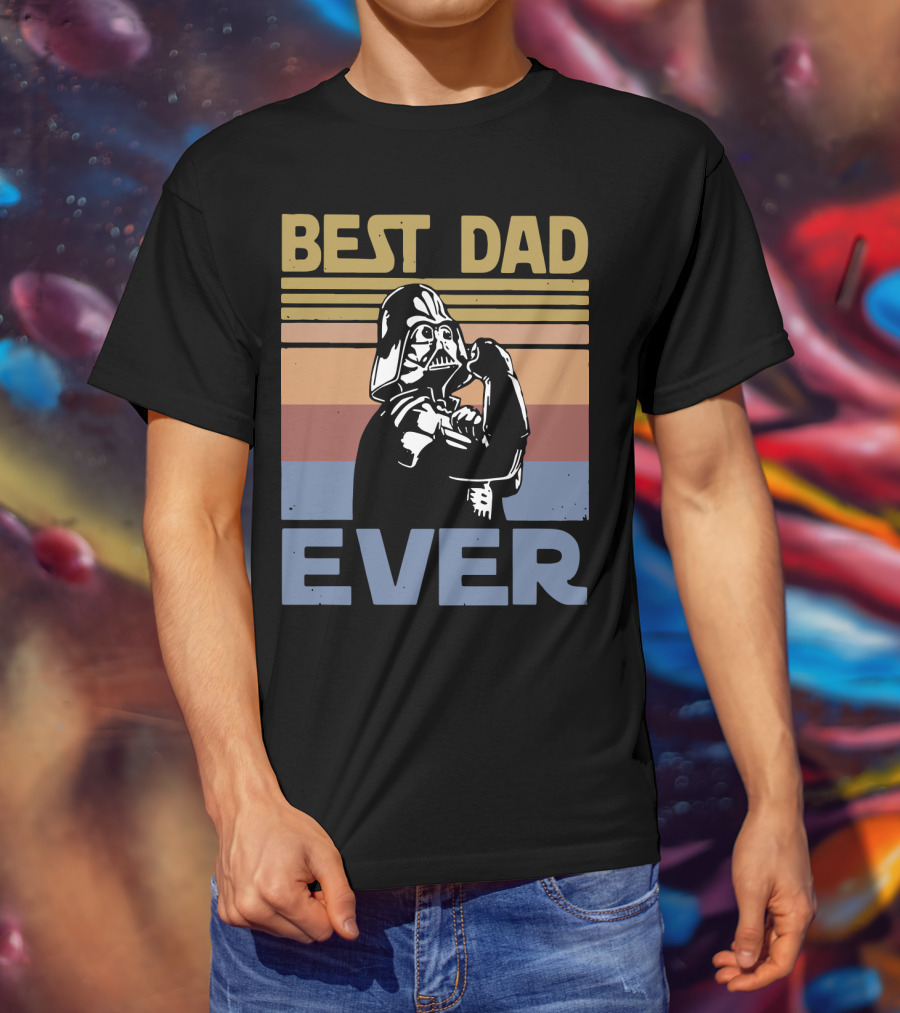 Vintage Best Dad Ever Darth Vader Retro Stripes T-Shirt