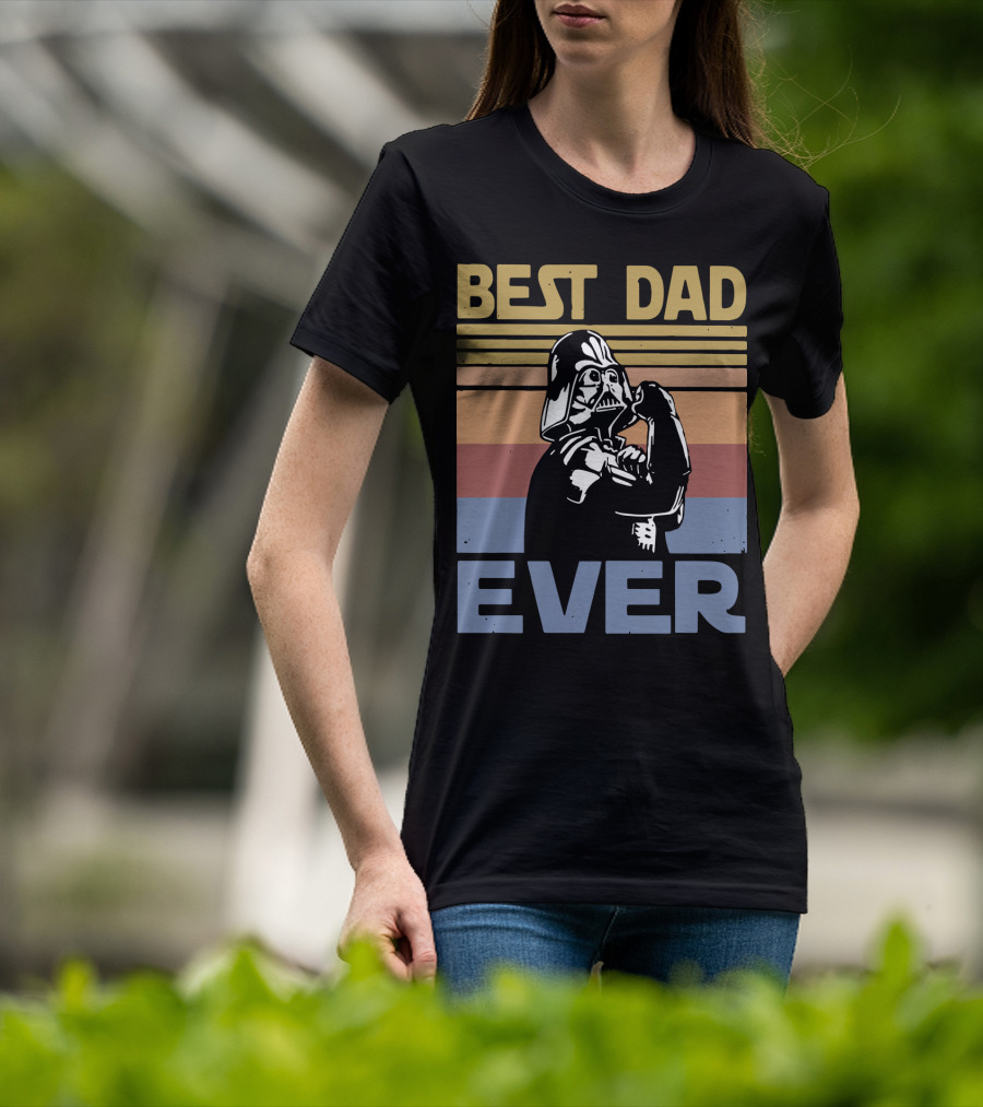 Vintage Best Dad Ever Darth Vader Retro Stripes T-Shirt