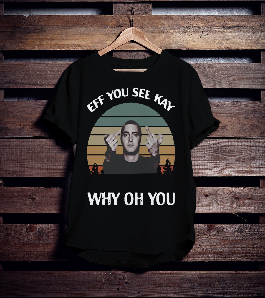 Vintage Michael Wilfling Eff You See Kay Why Oh You Middle Finger Retro Sunset T-Shirt