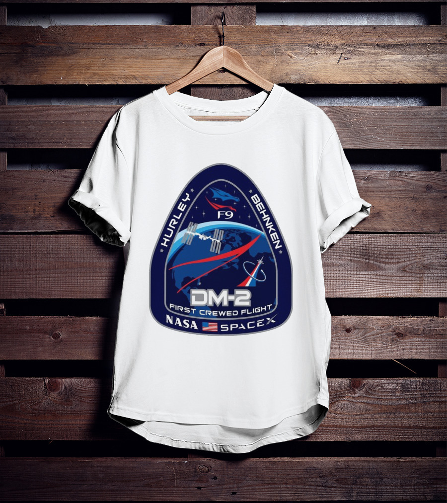 Nasa Spacex DM-2 Hurley Behnken First Crewed Flight F9 Badge T-Shirt