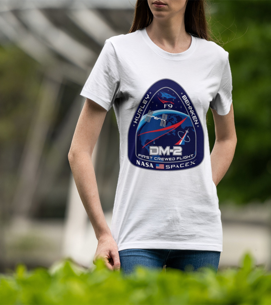 Nasa Spacex DM-2 Hurley Behnken First Crewed Flight F9 Badge T-Shirt