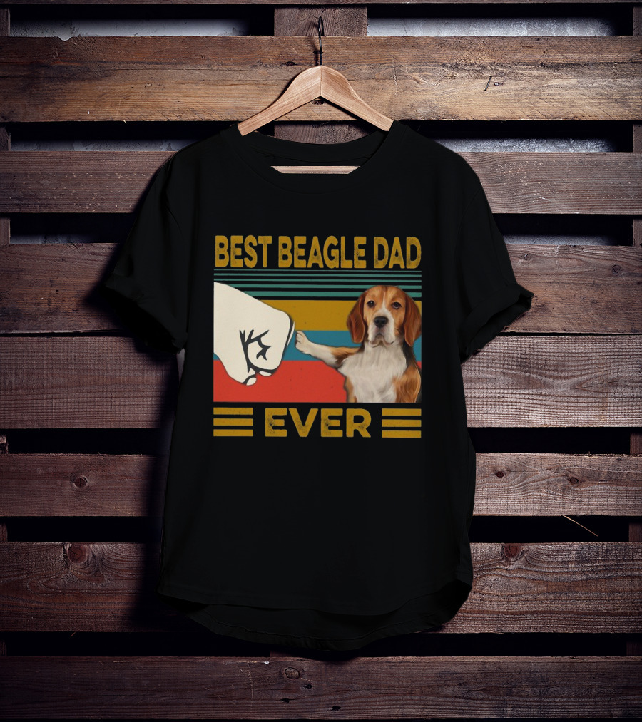 Best Beagle Dad Ever Retro Fist Bump With Beagle T-Shirt