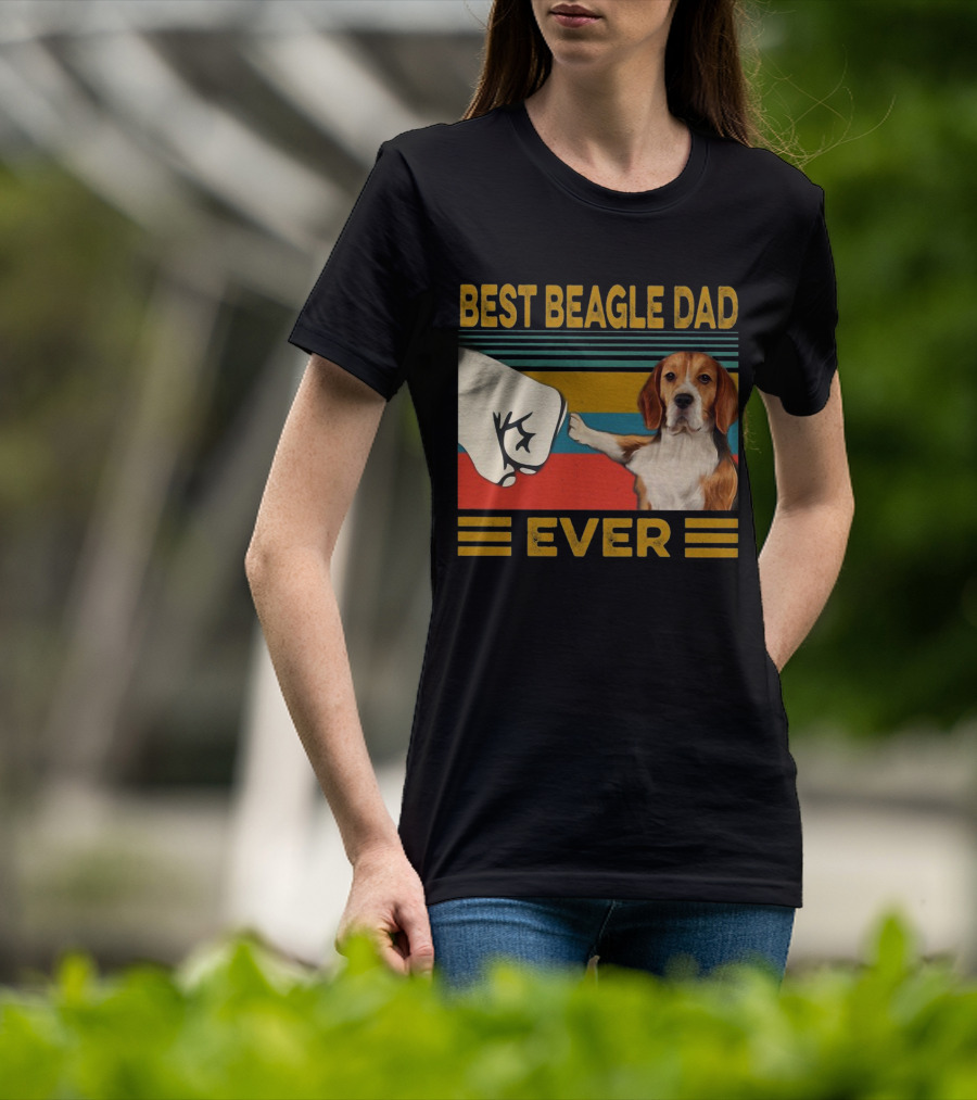 Best Beagle Dad Ever Retro Fist Bump With Beagle T-Shirt