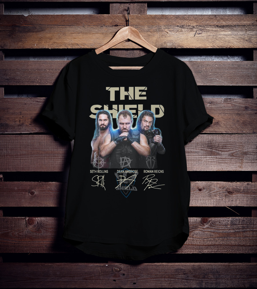 The Shield Seth Rollins Dean Ambrose Roman Reigns Signatures T-Shirt