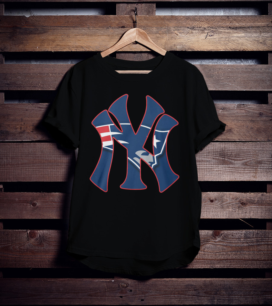 New York Yankees New England Patriots Logo Fusion T-Shirt