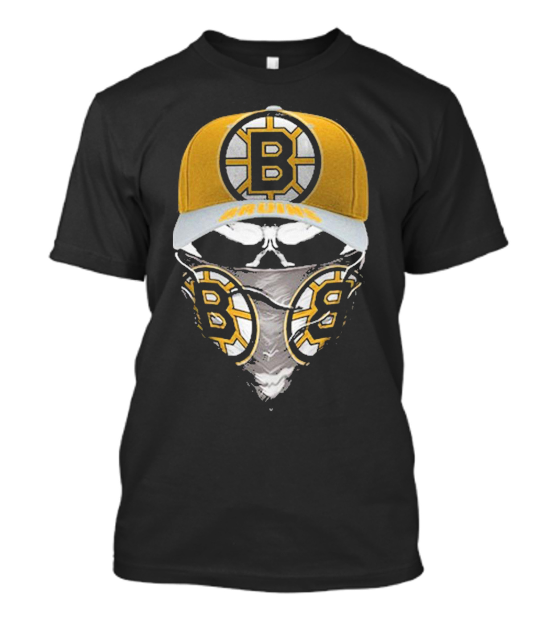 Boston Bruins Skull Mask And Hat T-Shirt