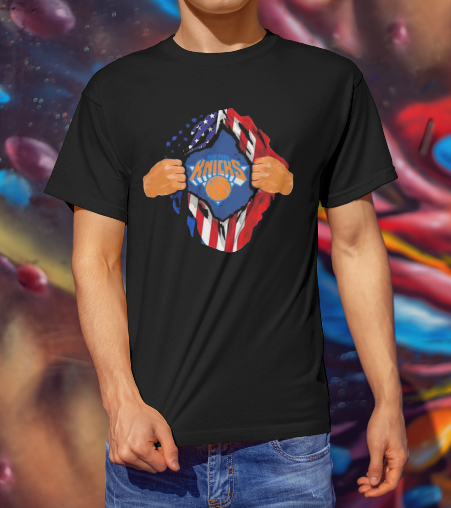 New York Knicks American Flag Inside Me Basketball T-Shirt