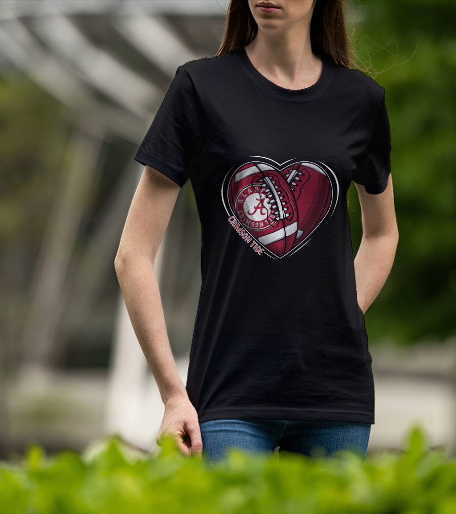Alabama Crimson Tide Football Heart NCAA T-Shirt