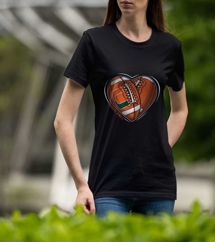 Hurricanes Heart Football NCAA Miami T-Shirt