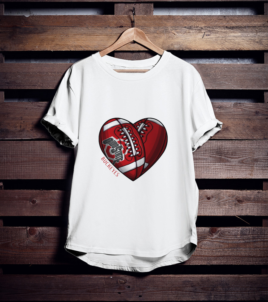 Ohio State Buckeyes Heart Football NCAA DH 90 T-Shirt