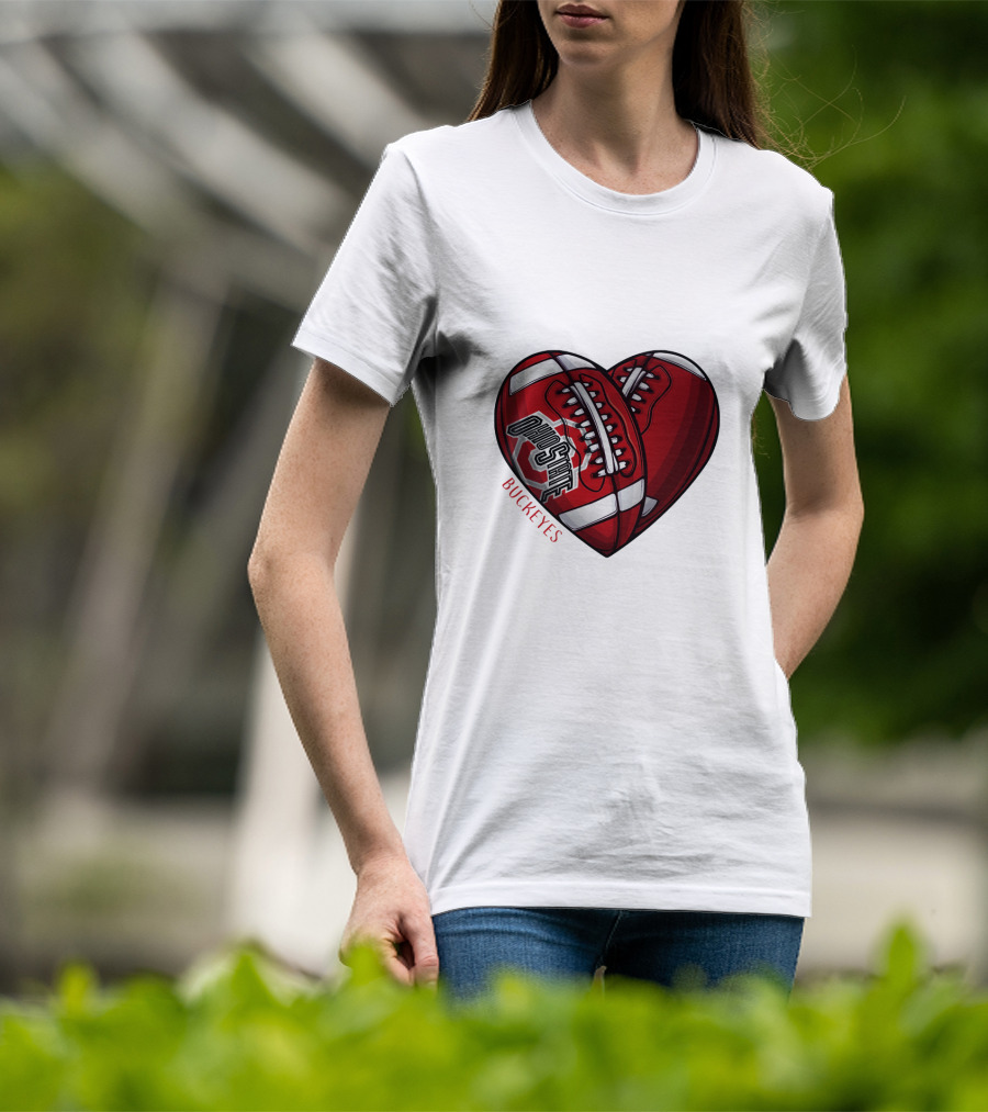 Ohio State Buckeyes Heart Football NCAA DH 90 T-Shirt