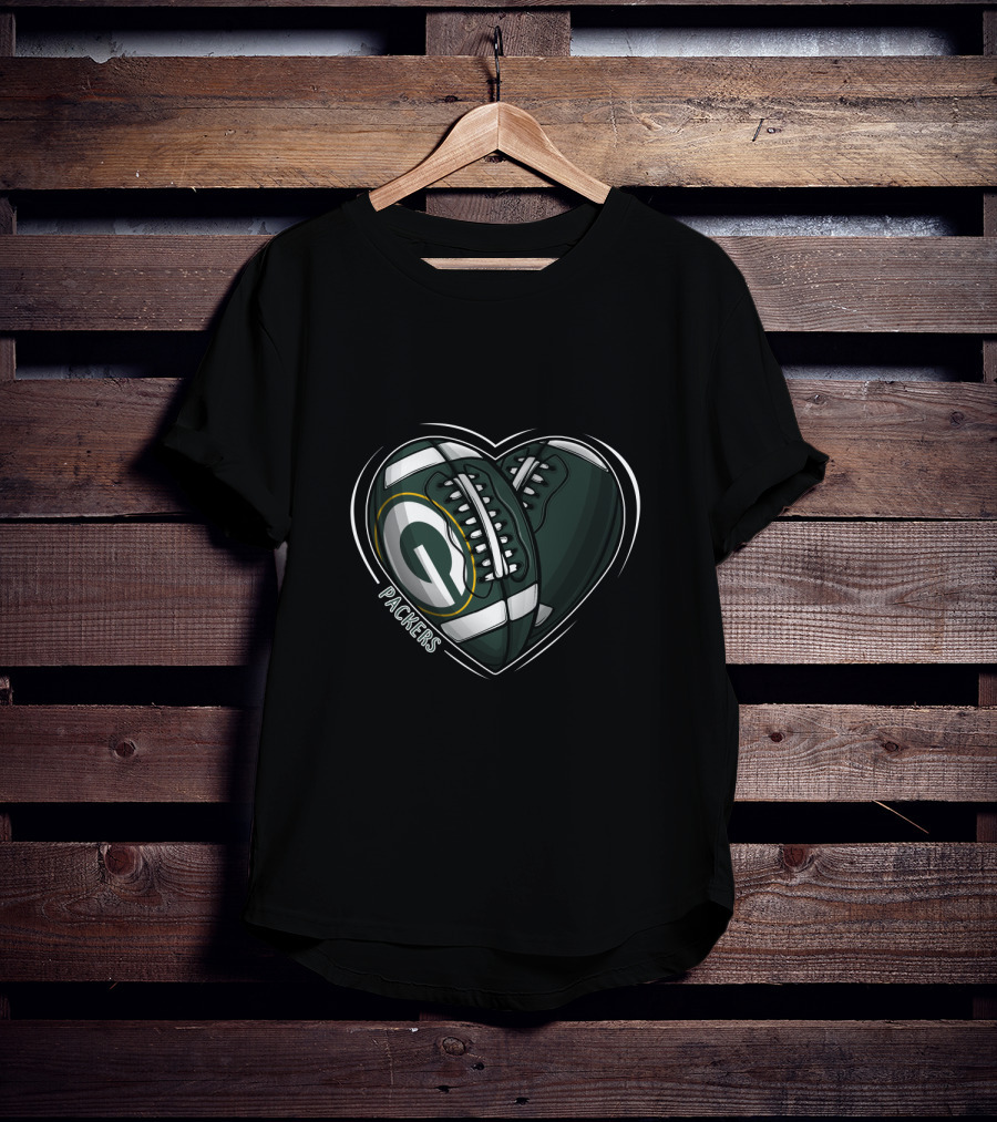 Packers Heart Football Shoes DH 90 NFL Green Bay T-Shirt