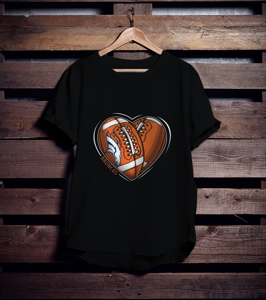 BBroncos Heart Design DH 90 NFL Denver Broncos T-Shirt