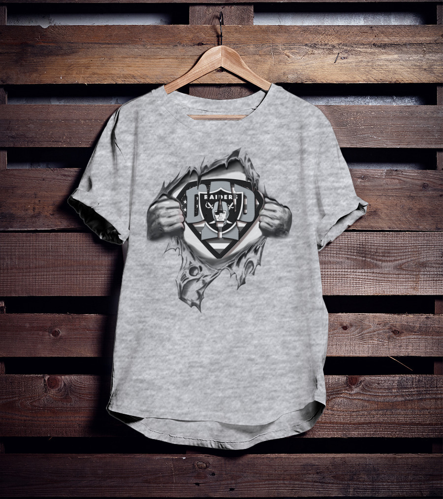 Superdad Raiders Shield Emblem With Tear Effect And Hands Revealing T-Shirt