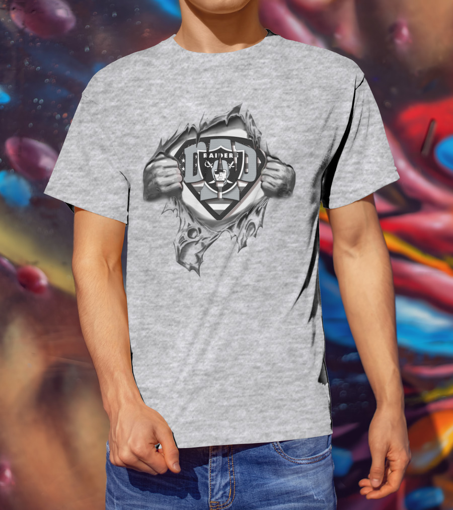 Superdad Raiders Shield Emblem With Tear Effect And Hands Revealing T-Shirt