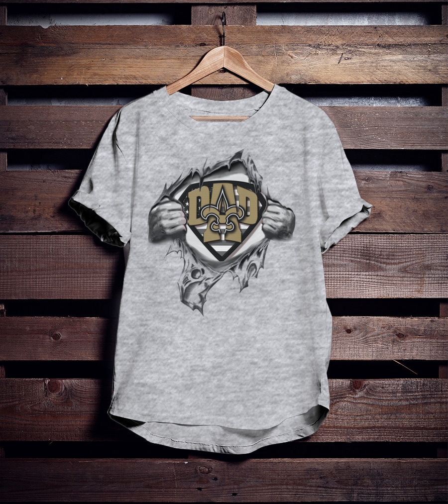 Superdad New Orleans Saints Fleur-De-Lis Symbol Dad Badge T-Shirt