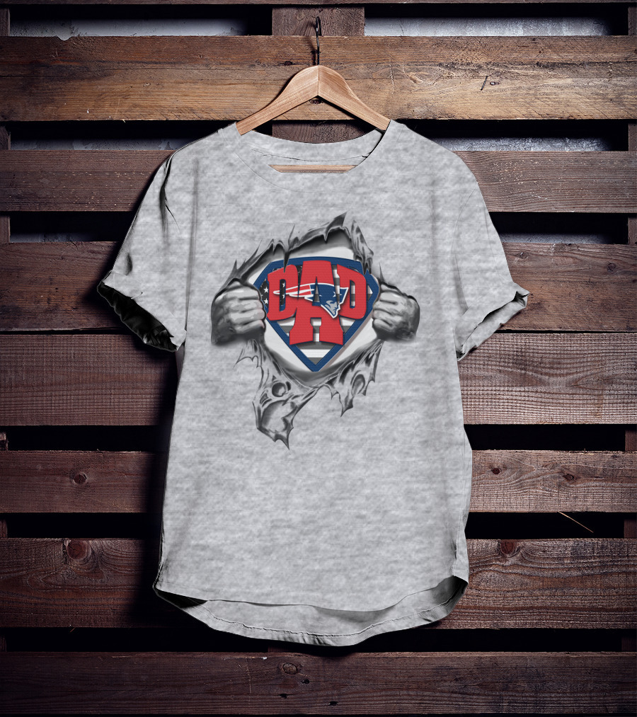 Superdad New England Patriots Superhero Dad Logo With Hands T-Shirt