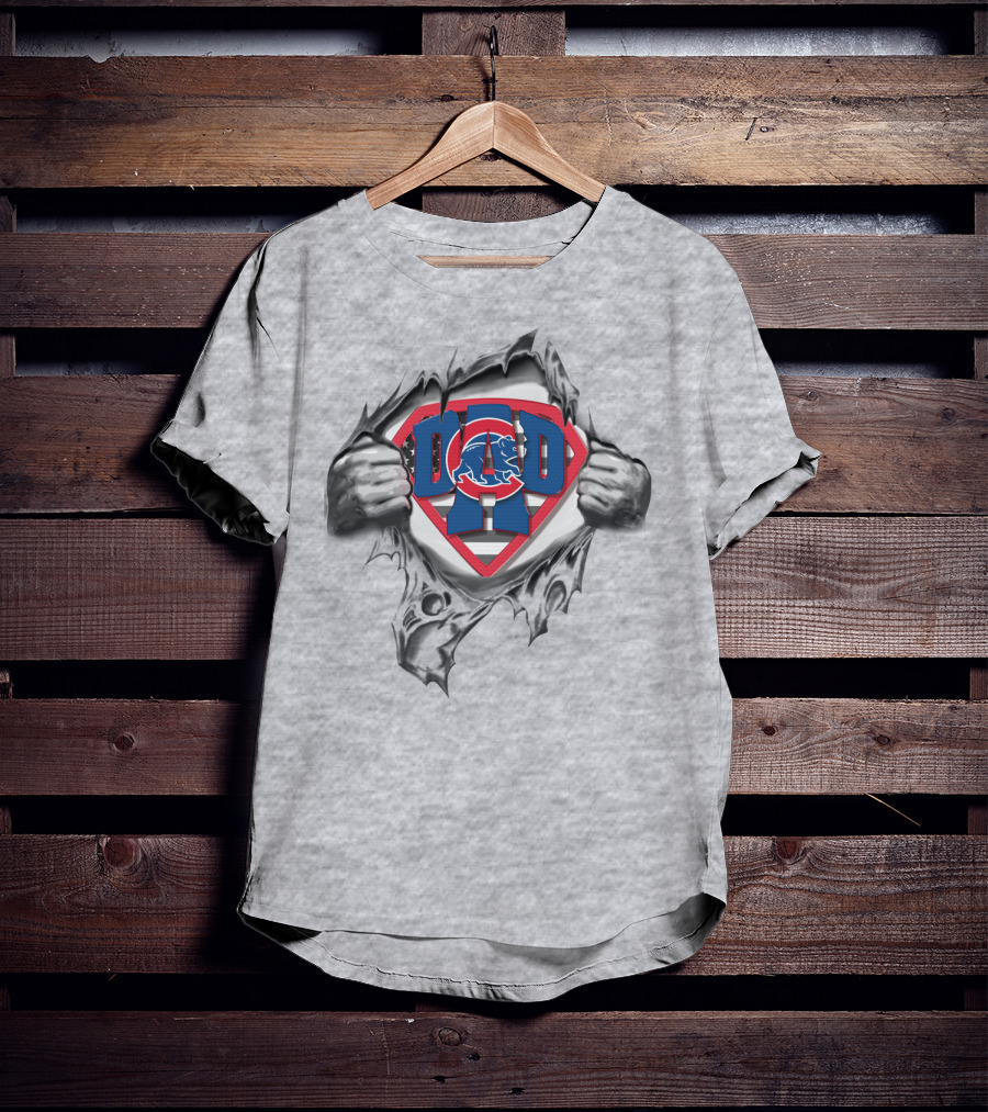 SUPERDAD Chicago Cubs Logo Inside Ripped Chest T-Shirt