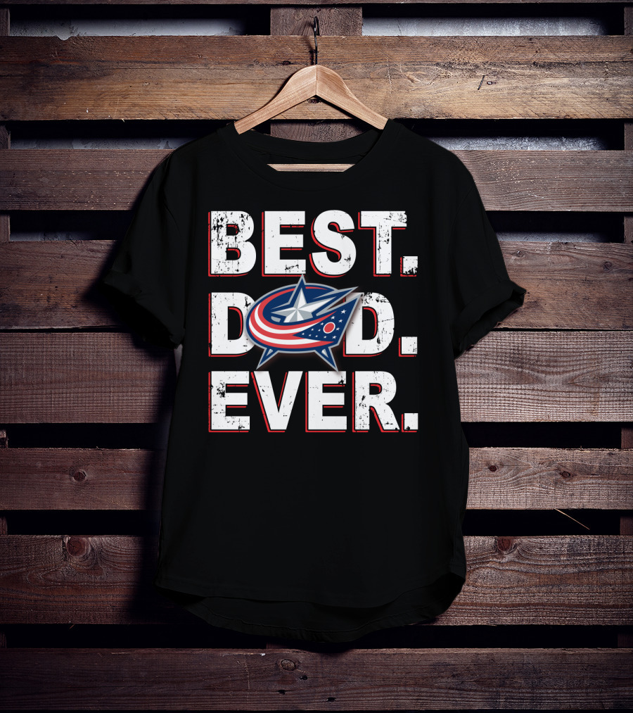 Best Dad Ever Blue Jackets Star T-Shirt