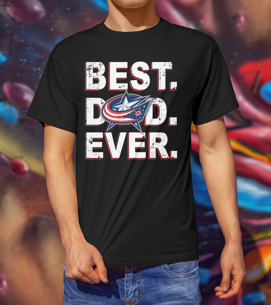 Best Dad Ever Blue Jackets Star T-Shirt