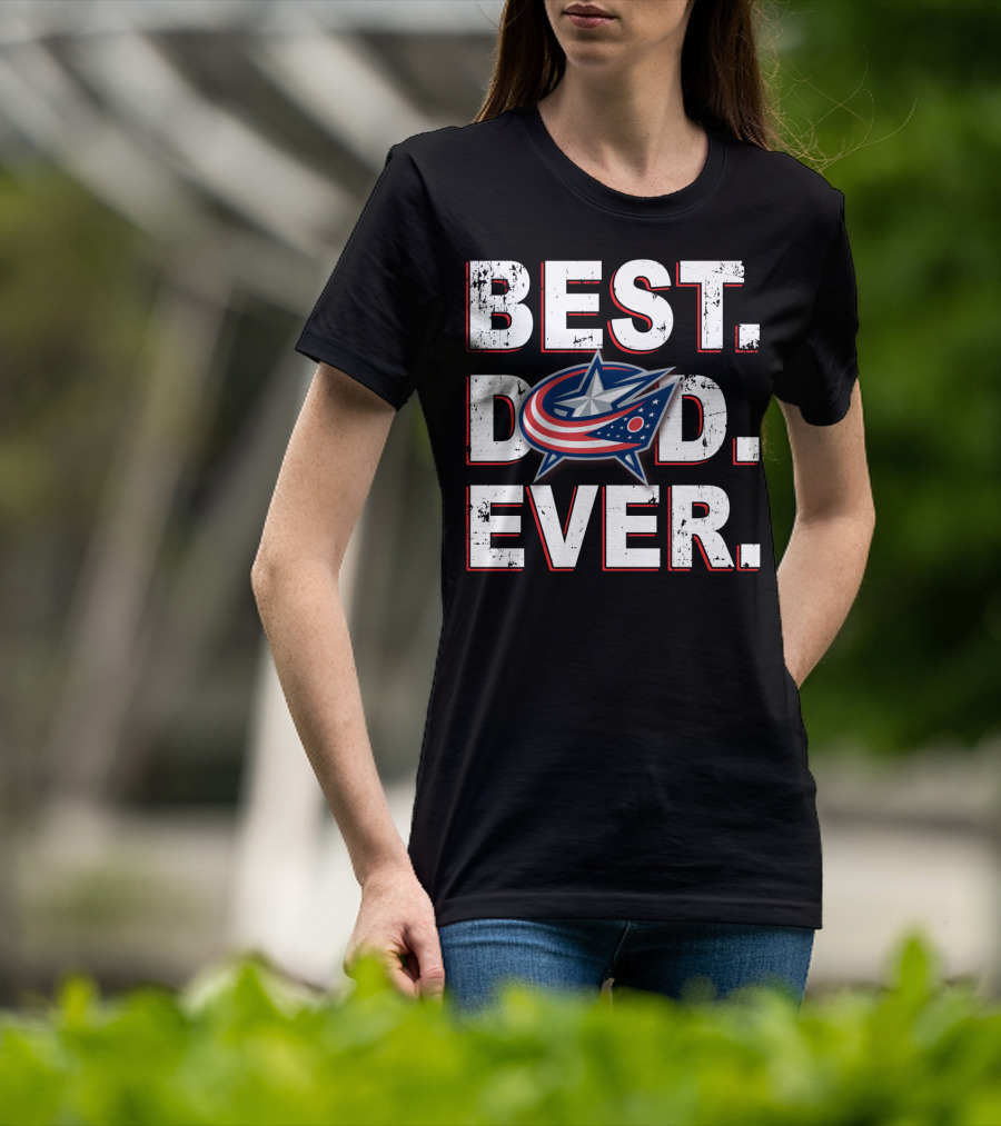 Best Dad Ever Blue Jackets Star T-Shirt