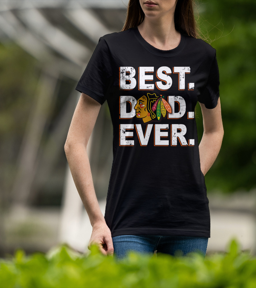 Best Dad Ever Chicago Blackhawks Logo T-Shirt
