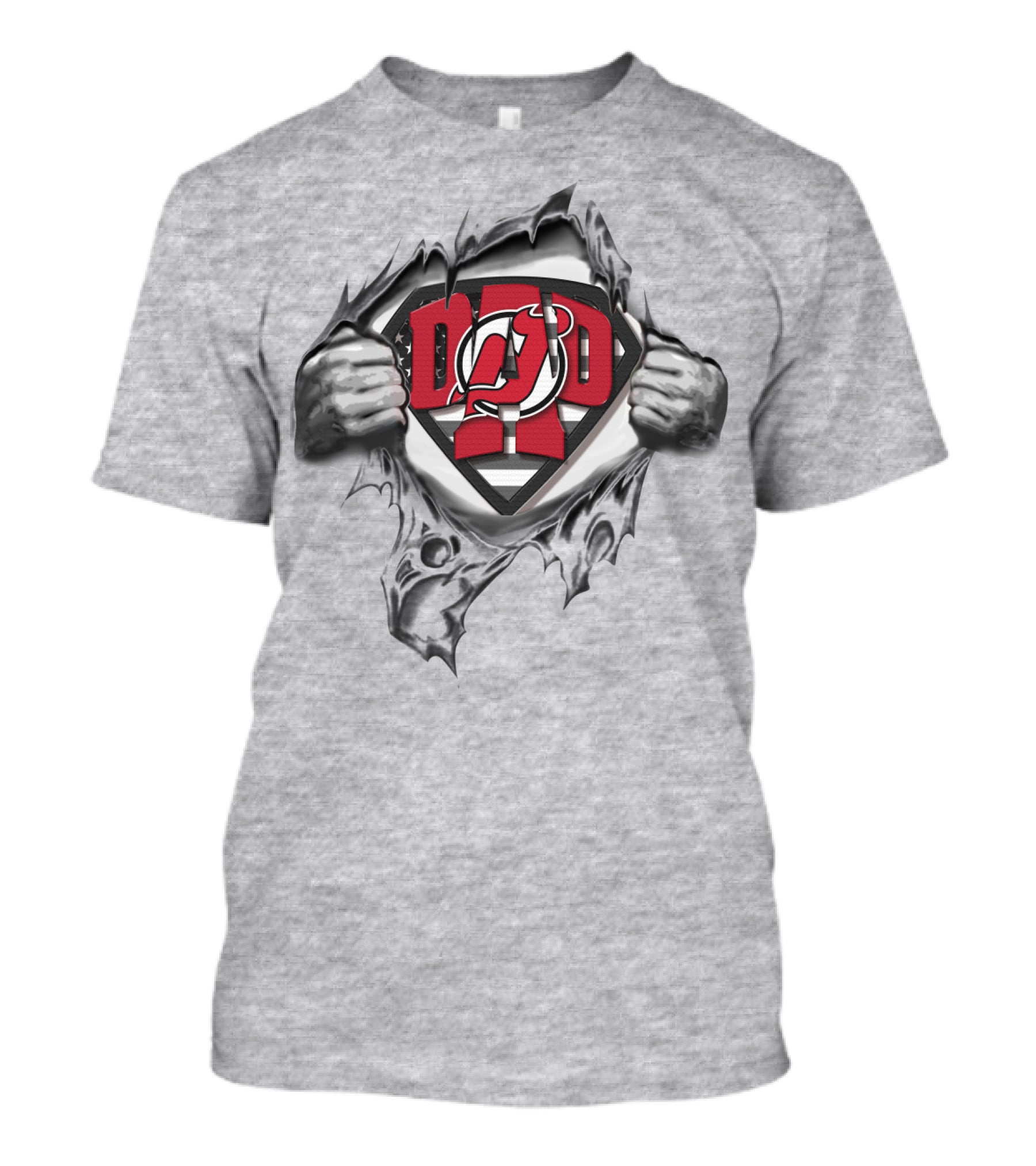 SUPERDAD New Jersey Devils Logo Superhero Theme Rip T-Shirt