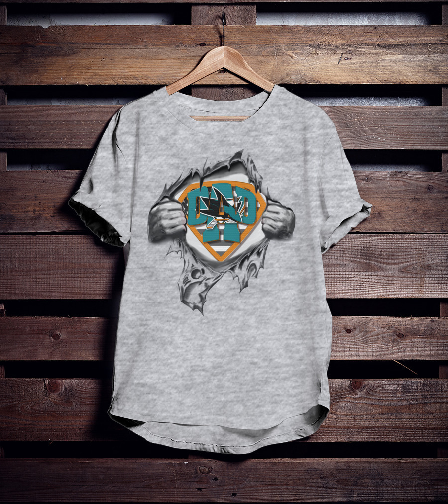 SUPERDAD San Jose Sharks Logo Inside Superman Shield T-Shirt