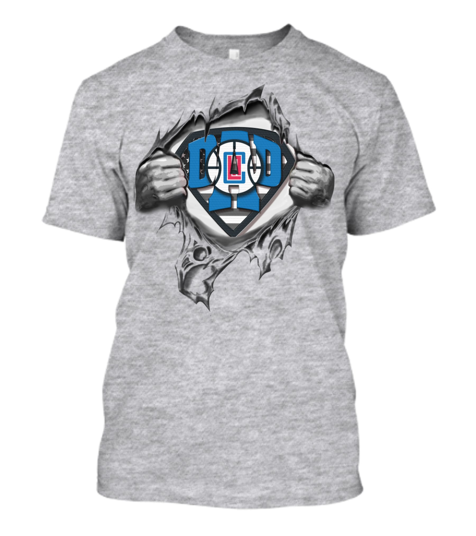 SUPERDAD Los Angeles Clippers Logo Superman Parody Peeling Chest T-Shirt