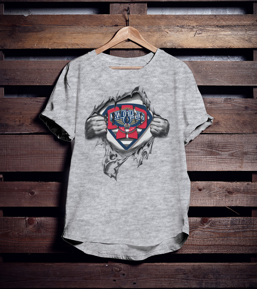 SUPERDAD New Orleans Pelicans Ripped Superman Logo Fan T-Shirt