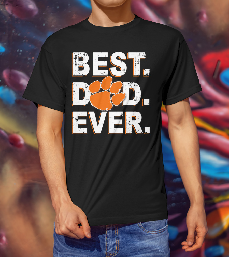 Best Dad Ever Clemson Tigers Paw T-Shirt