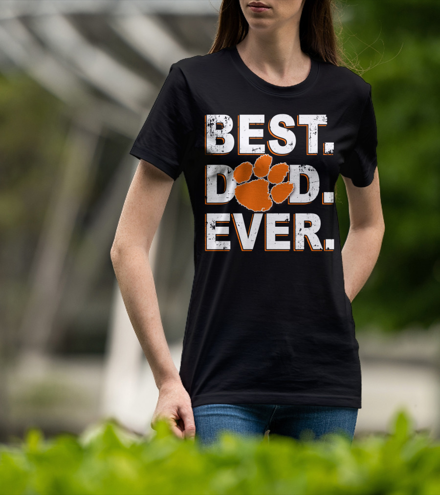 Best Dad Ever Clemson Tigers Paw T-Shirt