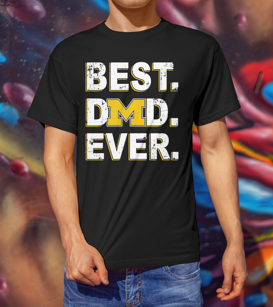 Best Dad Ever Michigan M Logo Wolverines T-Shirt
