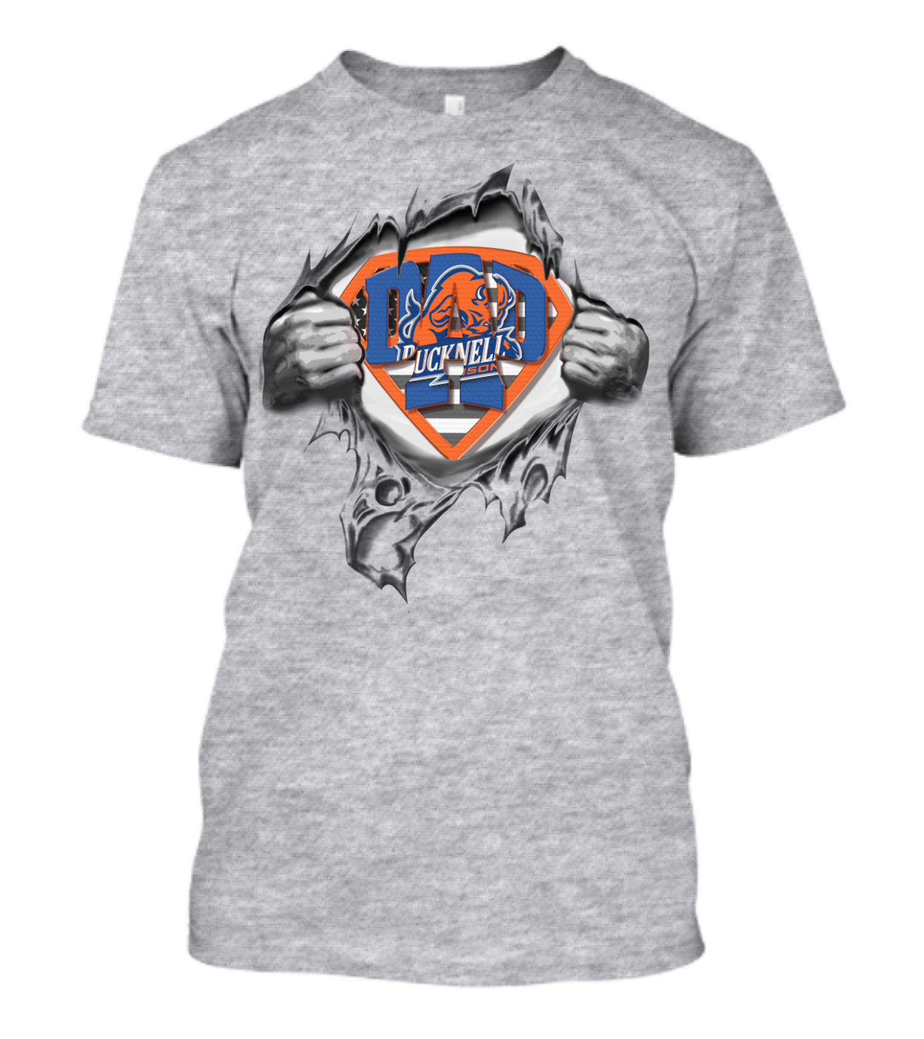 Superdad Bucknell Bison Logo With Superhero Hands T-Shirt