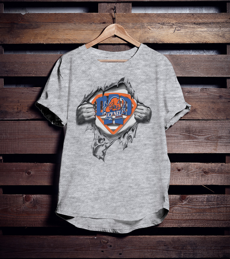 Superdad Bucknell Bison Logo With Superhero Hands T-Shirt