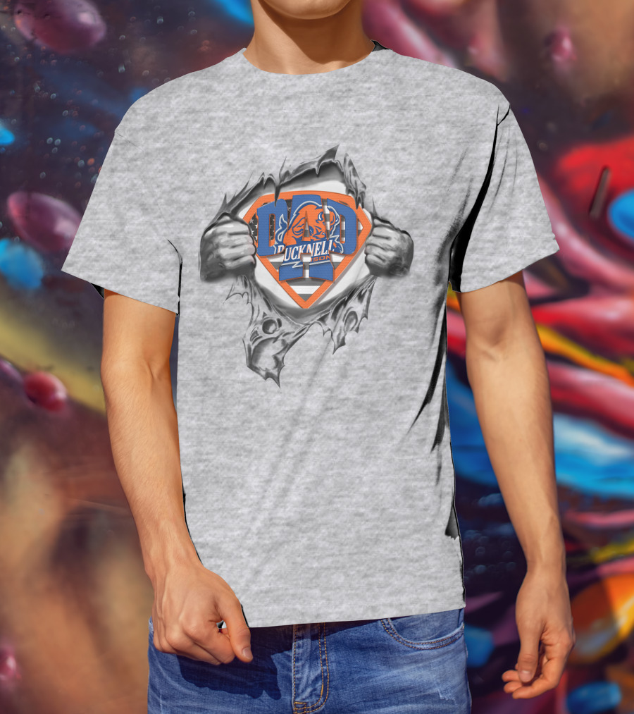 Superdad Bucknell Bison Logo With Superhero Hands T-Shirt