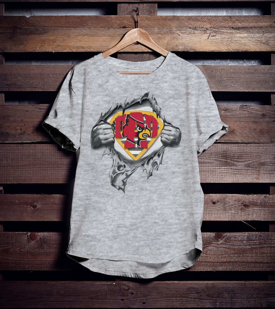 Superdad Louisville Cardinals Emblem Superman Style Rip T-Shirt
