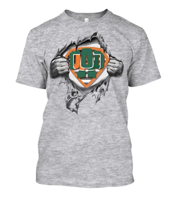 Superdad Miami Hurricanes Logo Chest Ripping T-Shirt