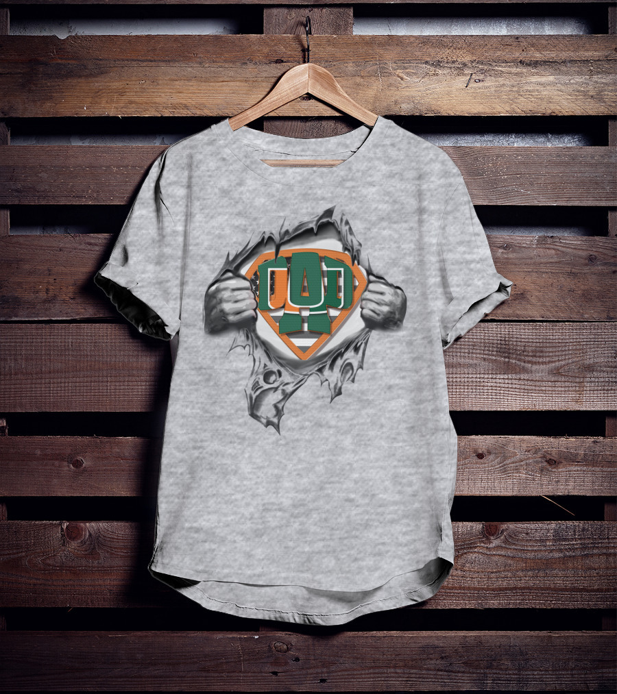 Superdad Miami Hurricanes Logo Chest Ripping T-Shirt