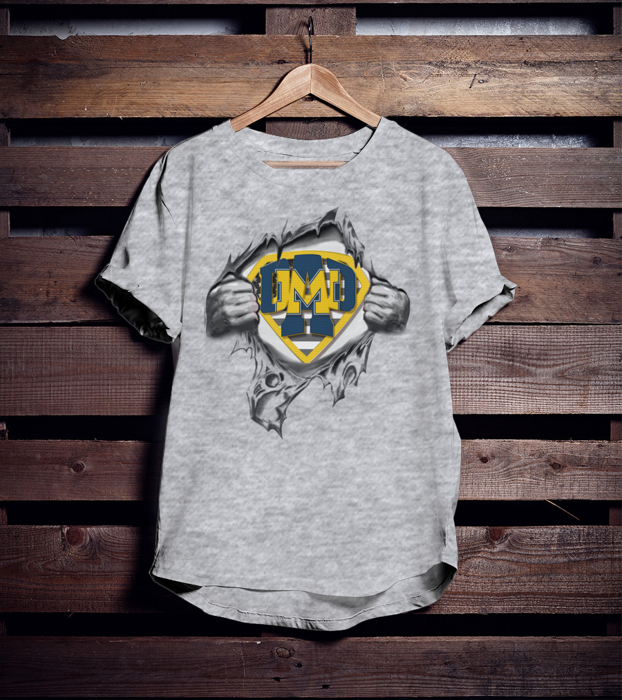 Michigan Wolverines Superdad Superhero T-Shirt