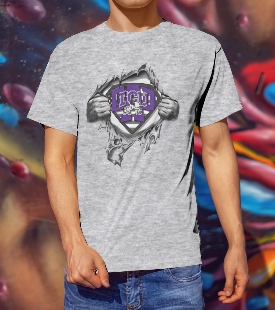 Superdad Tcu Horned Frogs Logo Superman T-Shirt